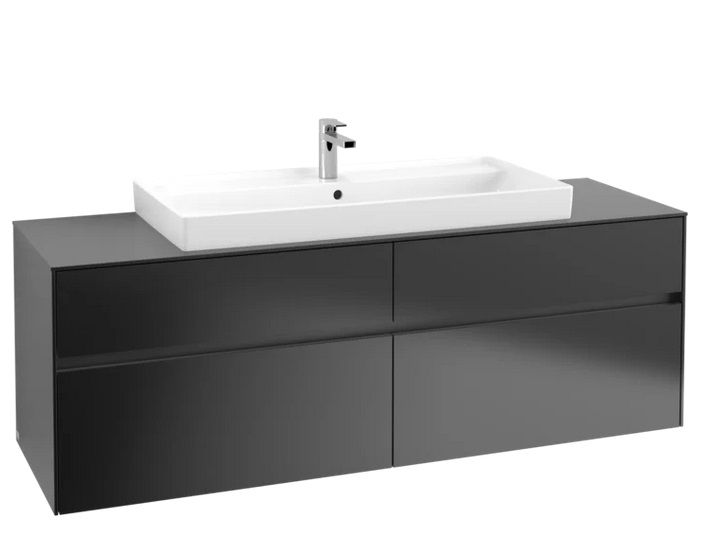 Тумба под раковину Villeroy & Boch Collaro 160х50 см с подсветкой МДФ черный матовый лак C031B0PD