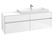 Тумба під раковину Villeroy & Boch Collaro 160х50 см із підсвічуванням ДСП матовий білий C030B0MS