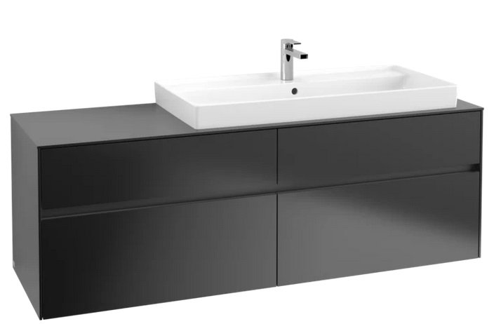 Тумба под раковину Villeroy & Boch Collaro 160х50 см с подсветкой МДФ черный матовый лак C030B0PD