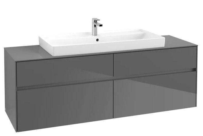 Тумба под раковину Villeroy & Boch Collaro 160х50 см с подсветкой МДФ глянцевый серый C031B0FP