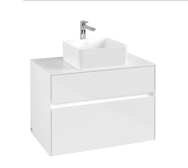Тумба під раковину Villeroy & Boch Collaro 80х50 см із підсвічуванням МДФ глянсовий білий C037B0DH