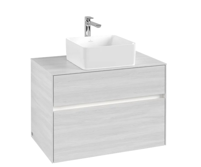 Тумба под раковину Villeroy & Boch Collaro 80х50 см с подсветкой ДСП белое дерево C037B0E8