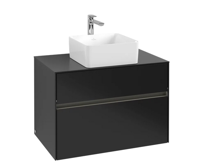 Тумба под раковину Villeroy & Boch Collaro 80х50 см с подсветкой МДФ черный матовый лак C037B0PD