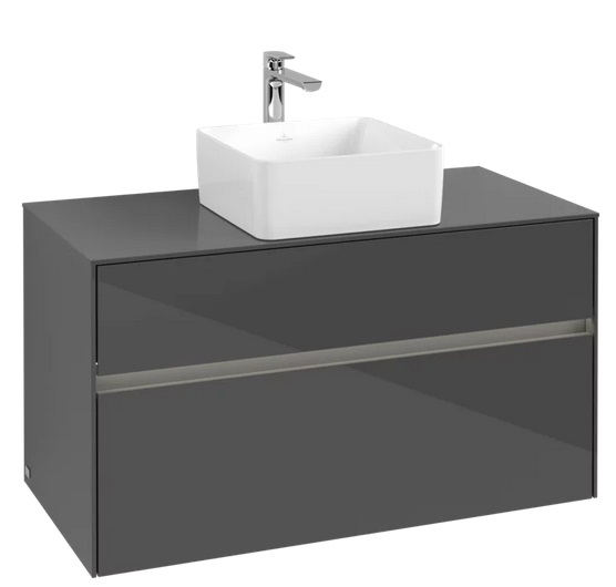 Тумба под раковину Villeroy & Boch Collaro 100х50 см с подсветкой МДФ глянцевый серый C038B0FP