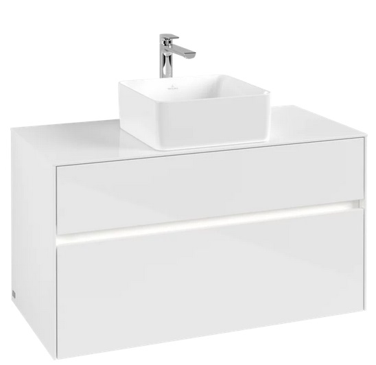 Тумба під раковину Villeroy & Boch Collaro 100х50 см із підсвічуванням ДСП матовий білий C038B0MS