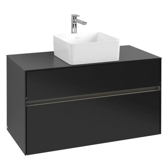 Тумба під раковину Villeroy & Boch Collaro 100х50 см із підсвічуванням МДФ чорний матовий лак C038B0PD