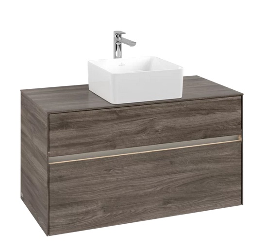 Тумба под раковину Villeroy & Boch Collaro 100х50 см с подсветкой ДСП каменный дуб C038B0RK