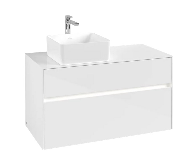 Тумба под раковину Villeroy & Boch Collaro 100х50 см с подсветкой ДСП матовый белый C039B0MS