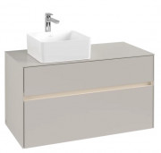 Тумба под раковину Villeroy & Boch Collaro 100х50 см с подсветкой ДСП мягкий серый C039B0VK