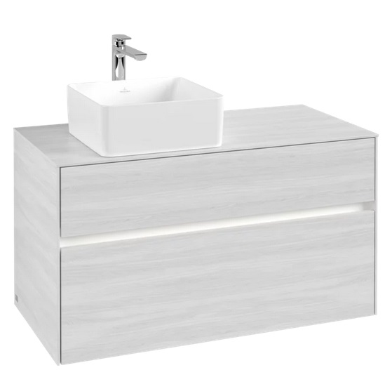 Тумба під раковину Villeroy & Boch Collaro 100х50 см із підсвічуванням ДСП біле дерево C039B0E8