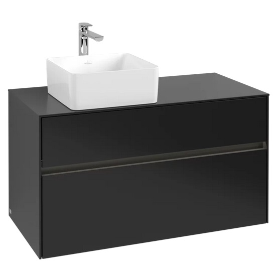 Тумба під раковину Villeroy & Boch Collaro 100х50 см із підсвічуванням МДФ чорний матовий лак C039B0PD