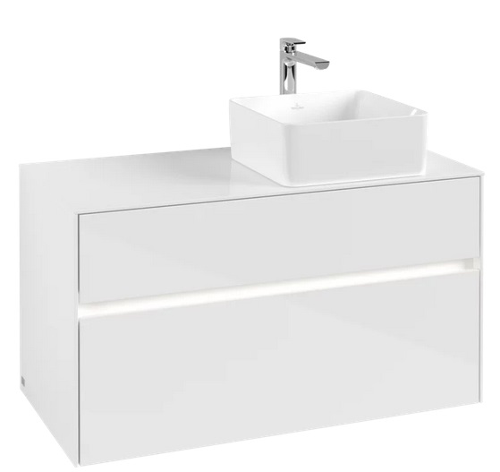 Тумба под раковину Villeroy & Boch Collaro 100х50 см с подсветкой МДФ глянцевый белый C040B0DH