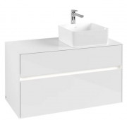 Тумба под раковину Villeroy & Boch Collaro 100х50 см с подсветкой МДФ глянцевый белый C040B0DH