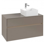 Тумба под раковину Villeroy & Boch Collaro 100х50 см с подсветкой ДСП трюфель серый C040B0VG