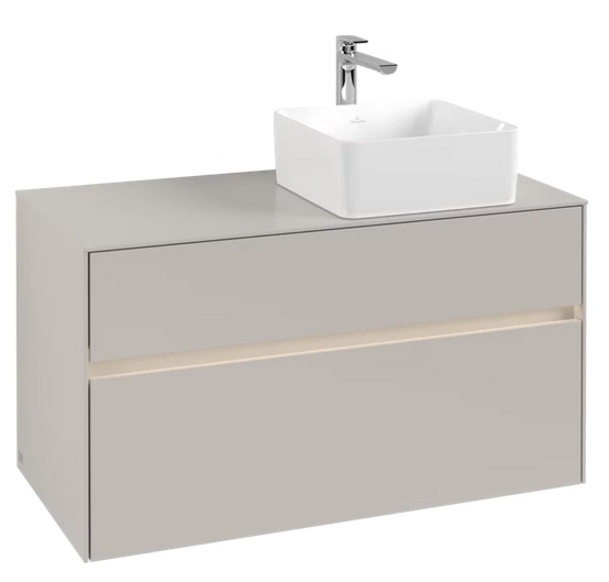 Тумба під раковину Villeroy&Boch Collaro 100х50 см з підсвічуванням ДСП м'який сірий C040B0VK