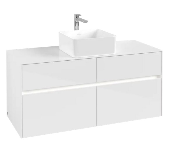 Тумба под раковину Villeroy & Boch Collaro 120х50 см с подсветкой МДФ глянцевый белый C041B0DH