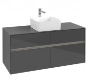 Тумба под раковину Villeroy & Boch Collaro 120х50 см с подсветкой МДФ глянцевый серый C041B0FP