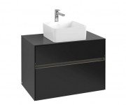 Тумба под раковину Villeroy & Boch Collaro 80х50 см с подсветкой МДФ черный матовый лак C037B0PD