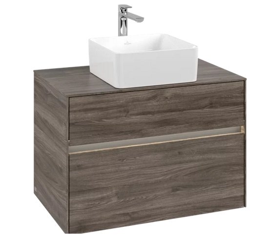 Тумба под раковину Villeroy & Boch Collaro 80х50 см с подсветкой ДСП каменный дуб C037B0RK