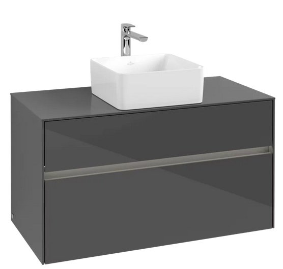 Тумба під раковину Villeroy & Boch Collaro 100х50 см із підсвічуванням МДФ глянсовий сірий C038B0FP