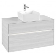 Тумба под раковину Villeroy & Boch Collaro 100х50 см с подсветкой ДСП белое дерево C038B0E8