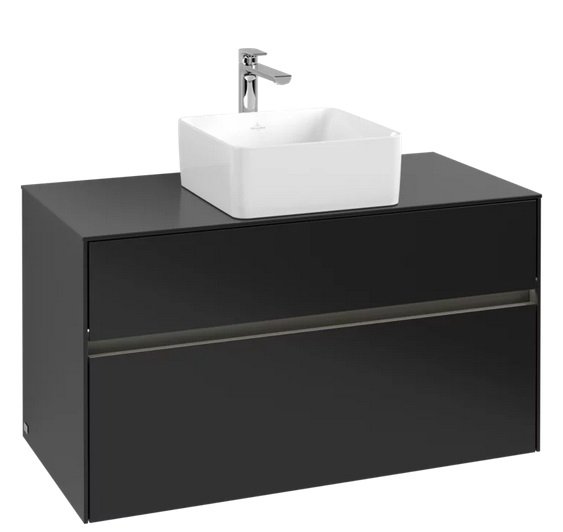 Тумба под раковину Villeroy & Boch Collaro 100х50 см с подсветкой МДФ черный матовый лак C038B0PD