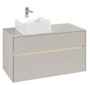 Тумба під раковину Villeroy & Boch Collaro 100х50 см із підсвічуванням ДСП м'який сірий C039B0VK