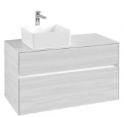 Тумба под раковину Villeroy & Boch Collaro 100х50 см с подсветкой ДСП белое дерево C039B0E8