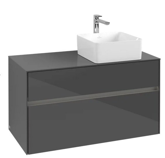 Тумба под раковину Villeroy & Boch Collaro 100х50 см с подсветкой МДФ глянцевый серый C040B0FP