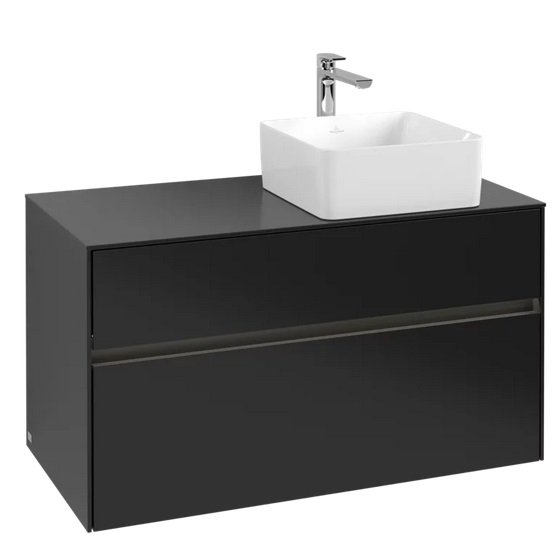 Тумба під раковину Villeroy & Boch Collaro 100х50 см із підсвічуванням МДФ чорний матовий лак C040B0PD