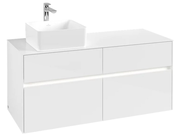 Тумба под раковину Villeroy & Boch Collaro 120х50 см с подсветкой МДФ глянцевый белый C042B0DH
