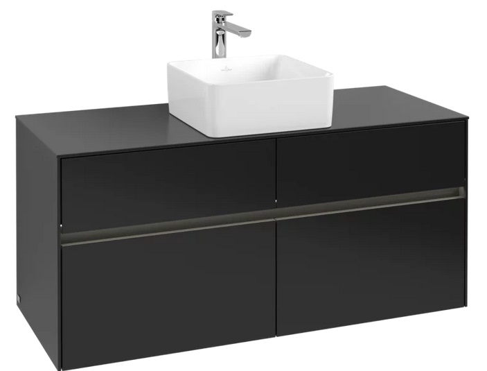 Тумба под раковину Villeroy & Boch Collaro 120х50 см с подсветкой МДФ черный матовый лак C041B0PD