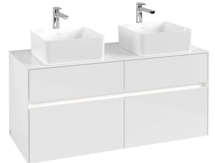 Тумба под раковину Villeroy & Boch Collaro 120х50 см с подсветкой МДФ глянцевый белый C044B0DH