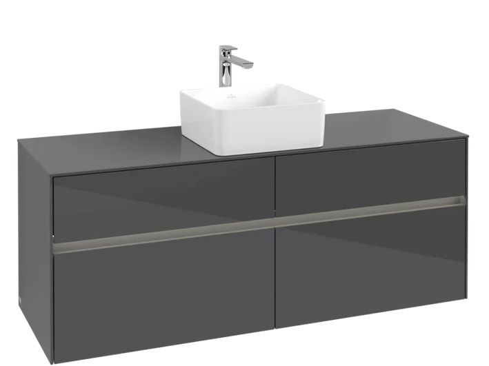 Тумба під раковину Villeroy & Boch Collaro 140х50 см із підсвічуванням МДФ глянсовий сірий C045B0FP