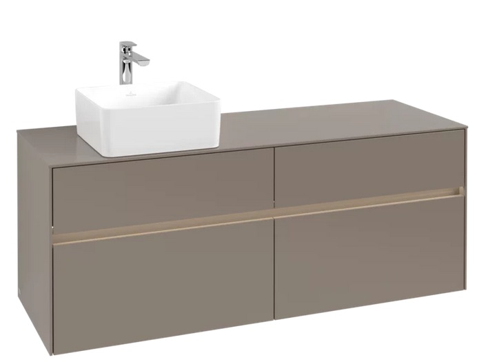 Тумба под раковину Villeroy & Boch Collaro 140х50 см с подсветкой ДСП трюфель серый C046B0VG