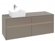 Тумба под раковину Villeroy & Boch Collaro 140х50 см с подсветкой ДСП трюфель серый C046B0VG