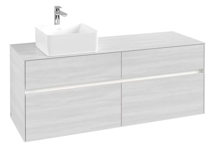 Тумба под раковину Villeroy & Boch Collaro 140х50 см с подсветкой ДСП белое дерево C046B0E8
