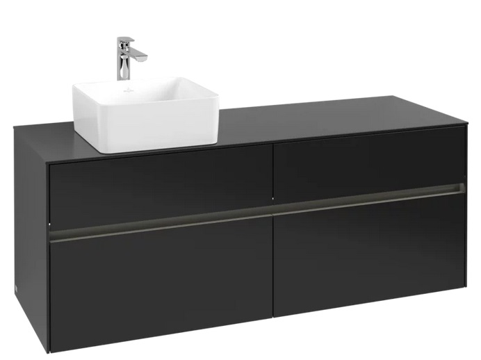 Тумба под раковину Villeroy & Boch Collaro 140х50 см с подсветкой МДФ черный матовый лак C046B0PD