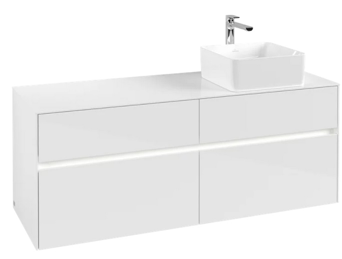 Тумба під раковину Villeroy & Boch Collaro 140х50 см із підсвічуванням ДСП матовий білий C047B0MS