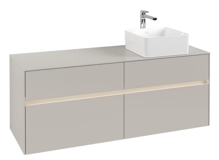 Тумба под раковину Villeroy & Boch Collaro 140х50 см с подсветкой ДСП мягкий серый C047B0VK