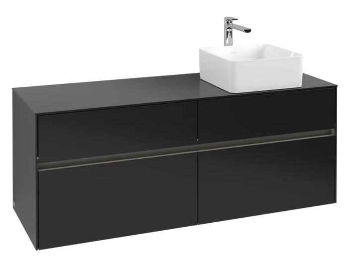 Тумба под раковину Villeroy & Boch Collaro 140х50 см с подсветкой МДФ черный матовый лак C047B0PD