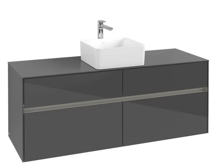 Тумба под раковину Villeroy & Boch Collaro 140х50 см с подсветкой МДФ глянцевый серый C045B0FP