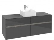 Тумба под раковину Villeroy & Boch Collaro 140х50 см с подсветкой МДФ глянцевый серый C045B0FP
