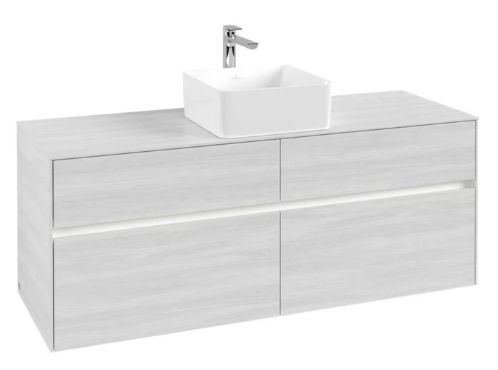 Тумба под раковину Villeroy & Boch Collaro 140х50 см с подсветкой ДСП белое дерево C045B0E8