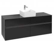 Тумба під раковину Villeroy & Boch Collaro 140х50 см із підсвічуванням МДФ чорний матовий лак C045B0PD