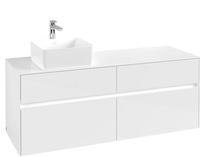 Тумба під раковину Villeroy & Boch Collaro 140х50 см із підсвічуванням МДФ глянсовий білий C046B0DH