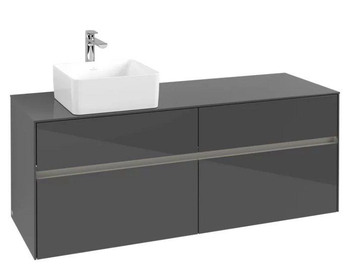 Тумба под раковину Villeroy & Boch Collaro 140х50 см с подсветкой МДФ глянцевый серый C046B0FP