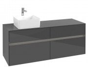 Тумба под раковину Villeroy & Boch Collaro 140х50 см с подсветкой МДФ глянцевый серый C046B0FP