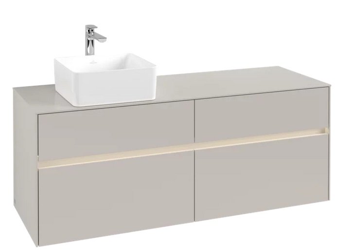 Тумба под раковину Villeroy & Boch Collaro 140х50 см с подсветкой ДСП мягкий серый C046B0VK
