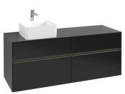 Тумба под раковину Villeroy & Boch Collaro 140х50 см с подсветкой МДФ черный матовый лак C046B0PD